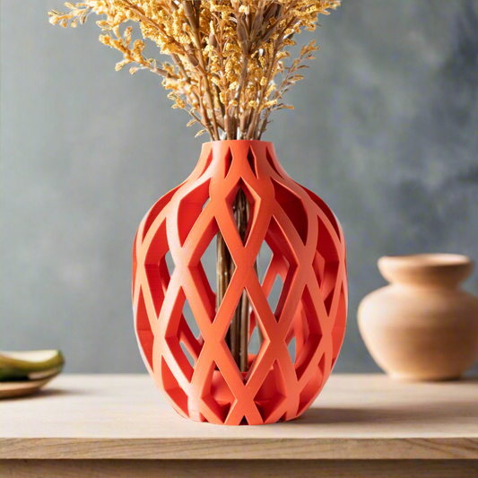 The Adani - Modern 3D Printed Decorative Vase with Geometric Openwork Design