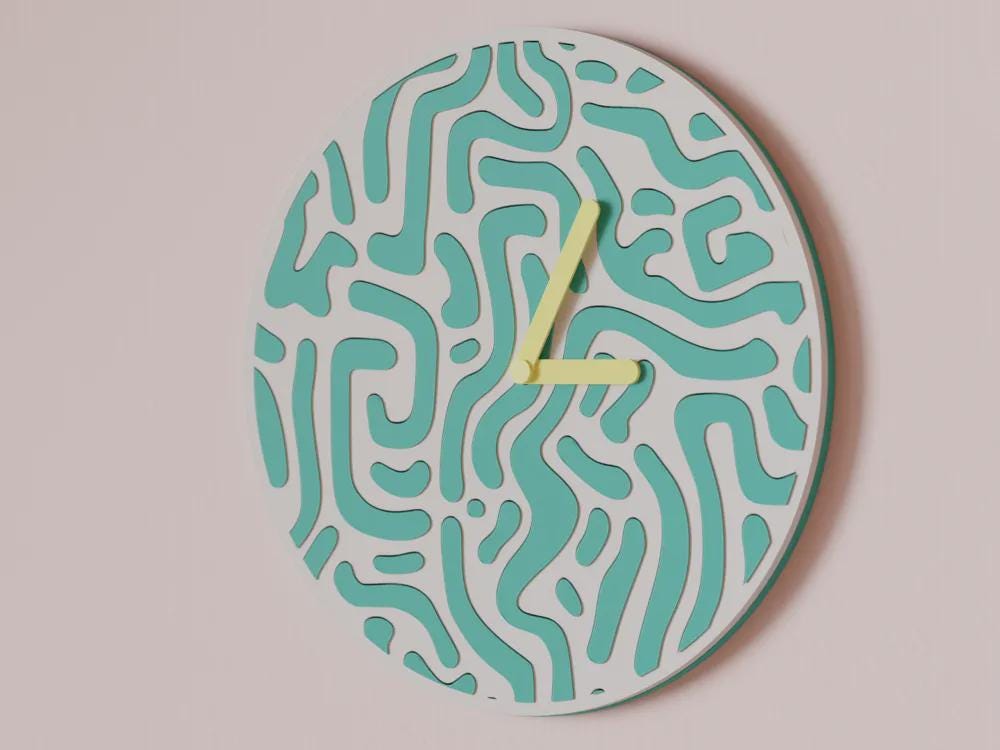Abstract Wall Clock – Two-Tone Modern Clock, Minimalist Home Decor, Gift for Living Room