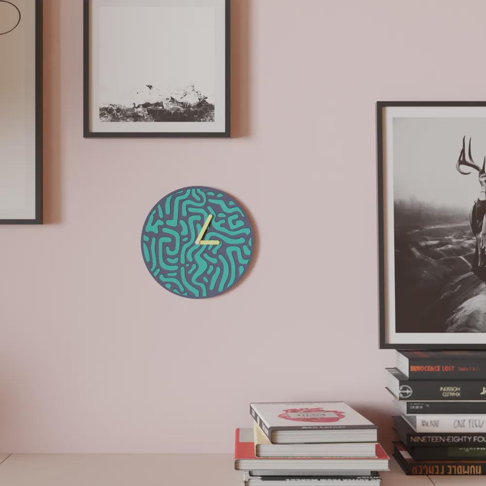 Abstract Wall Clock – Two-Tone Modern Clock, Minimalist Home Decor, Gift for Living Room