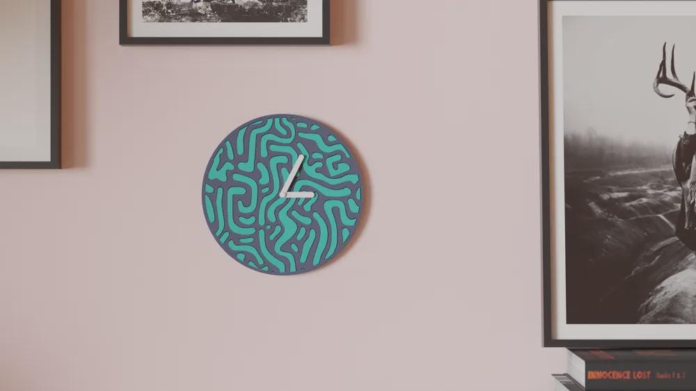 Abstract Wall Clock – Two-Tone Modern Clock, Minimalist Home Decor, Gift for Living Room