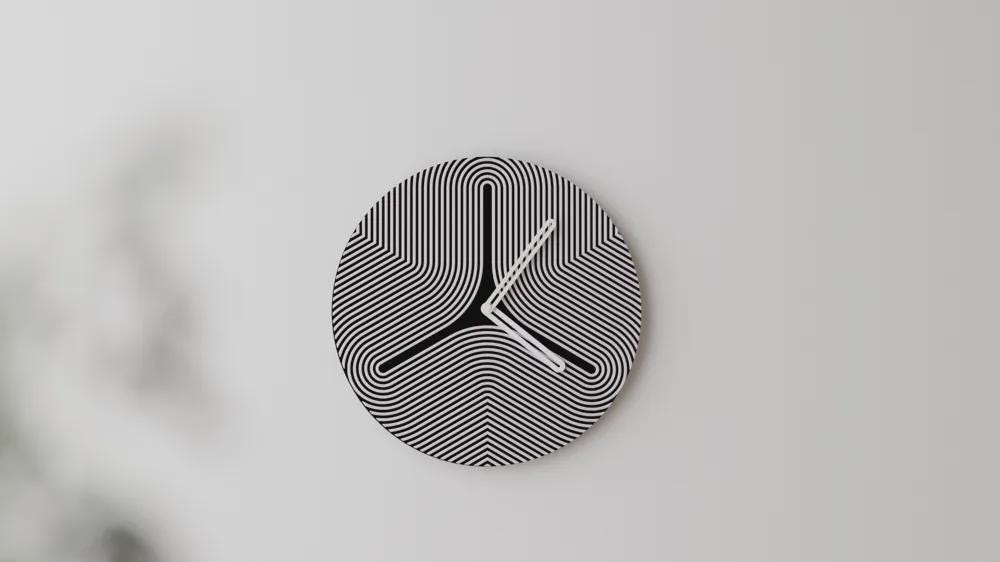 Modern Art Deco Wall Clock, Two-Tone Minimalist Home Decor