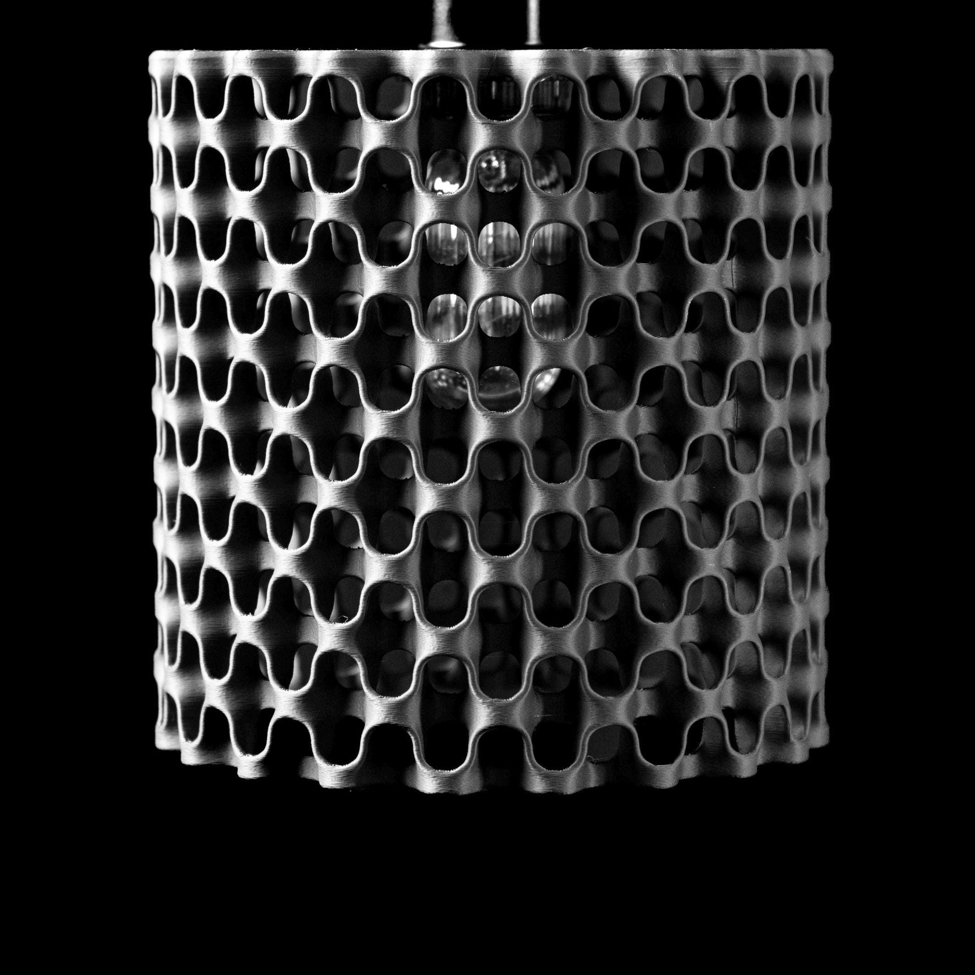 Pendant Light, Mesh Cutout 3D Printed Accent Lamp Shade, Modern Industrial Style, Ambient Lighting