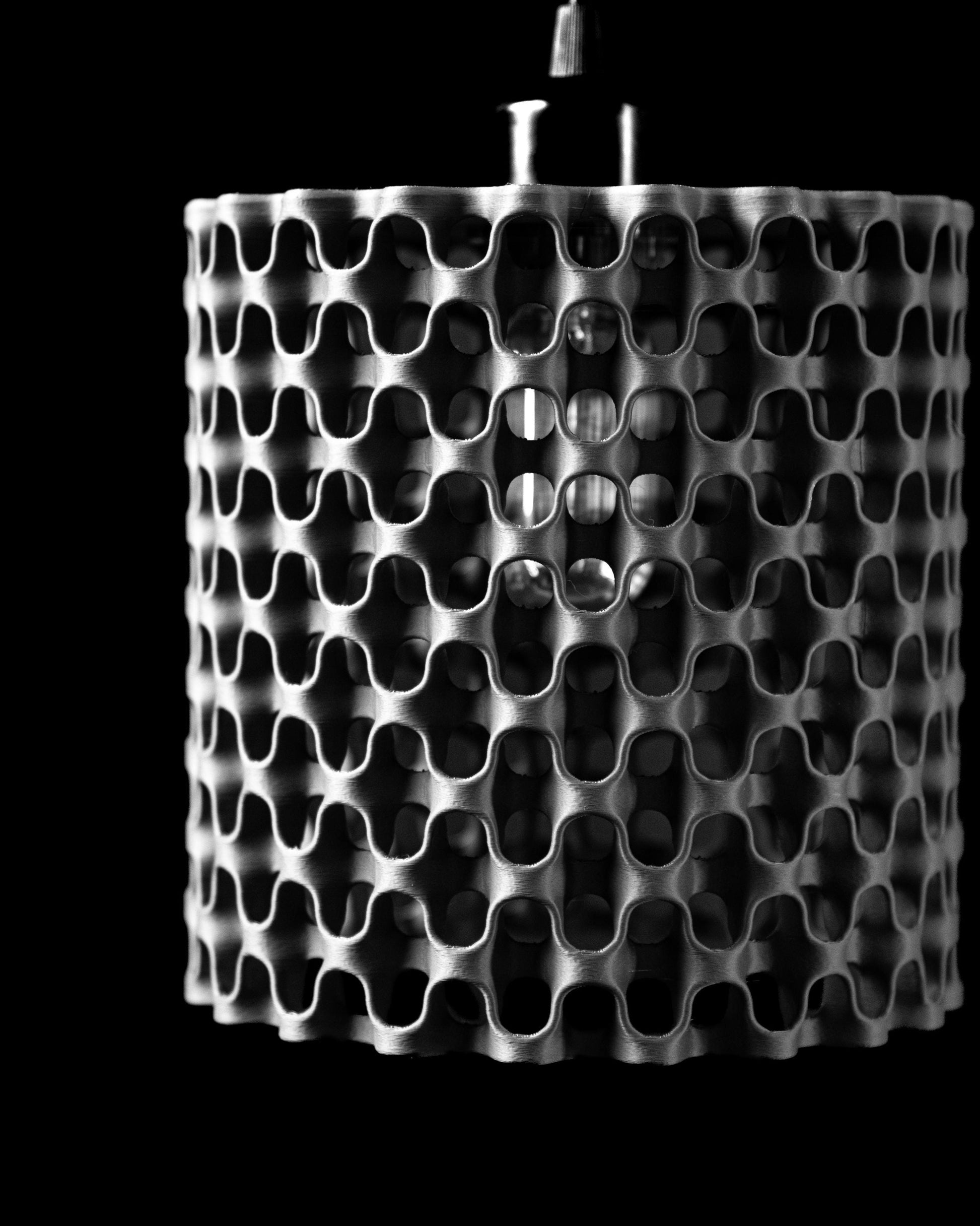 Pendant Light, Mesh Cutout 3D Printed Accent Lamp Shade, Modern Industrial Style, Ambient Lighting