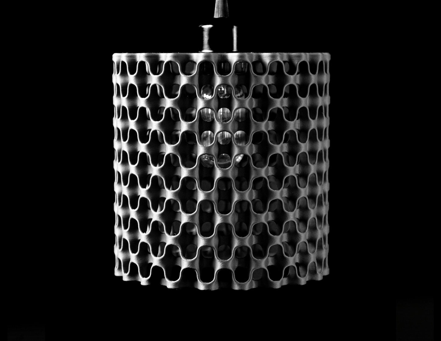 Pendant Light, Mesh Cutout 3D Printed Accent Lamp Shade, Modern Industrial Style, Ambient Lighting