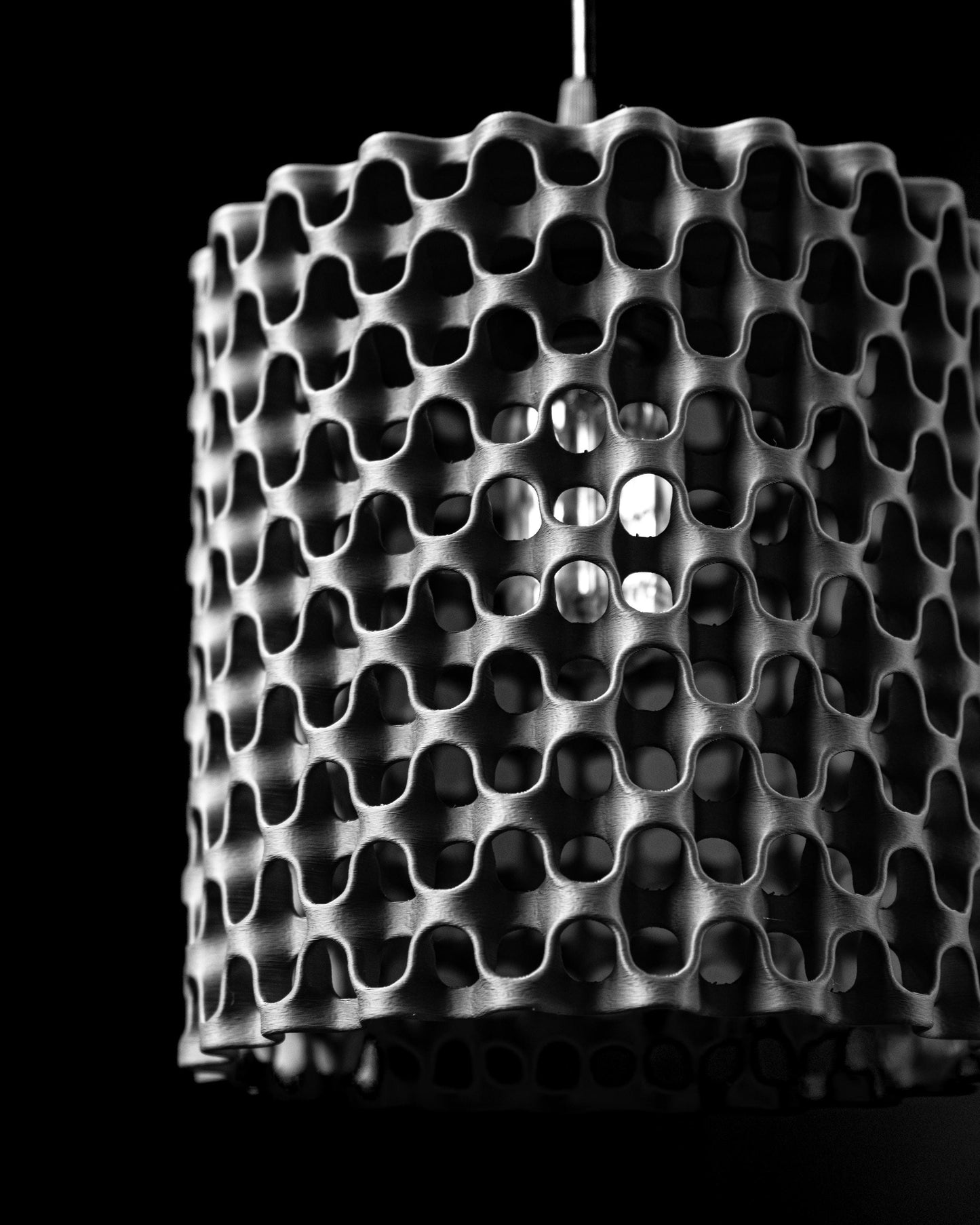 Pendant Light, Mesh Cutout 3D Printed Accent Lamp Shade, Modern Industrial Style, Ambient Lighting