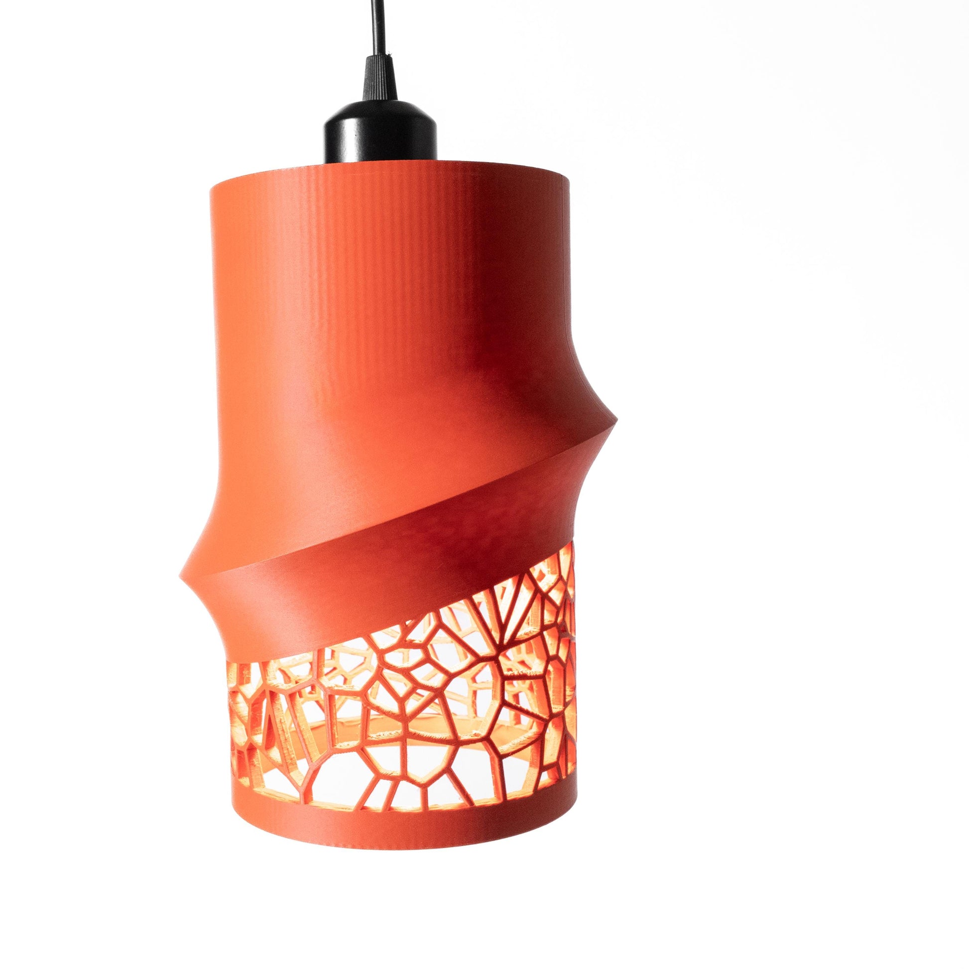 Vori Pendant Light | Slim, Matte or Gloss Voronoi-styled Accent Lamp Shade |